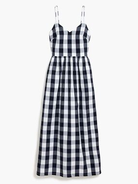 J. Crew Navy and White Gingham Maxi Dress- Size 12 NWOT pockets!